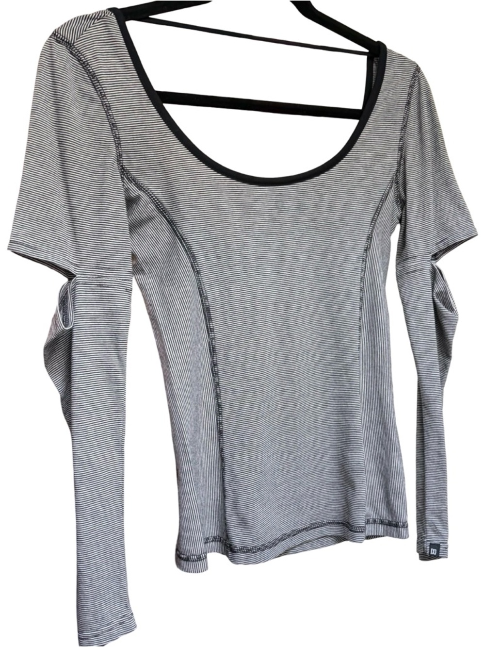 DC Women's Striped Performance Long Sleeve Top Cashew Heathered Black S - Picture 8 of 13